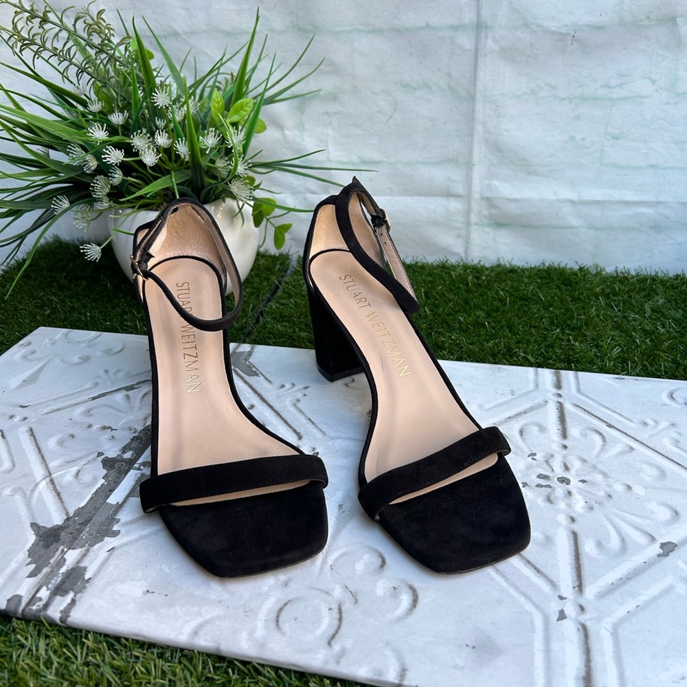 Stuart Weitzman Nearlynude Ankle strap suede leather sandals size 9B - Picture 14 of 16